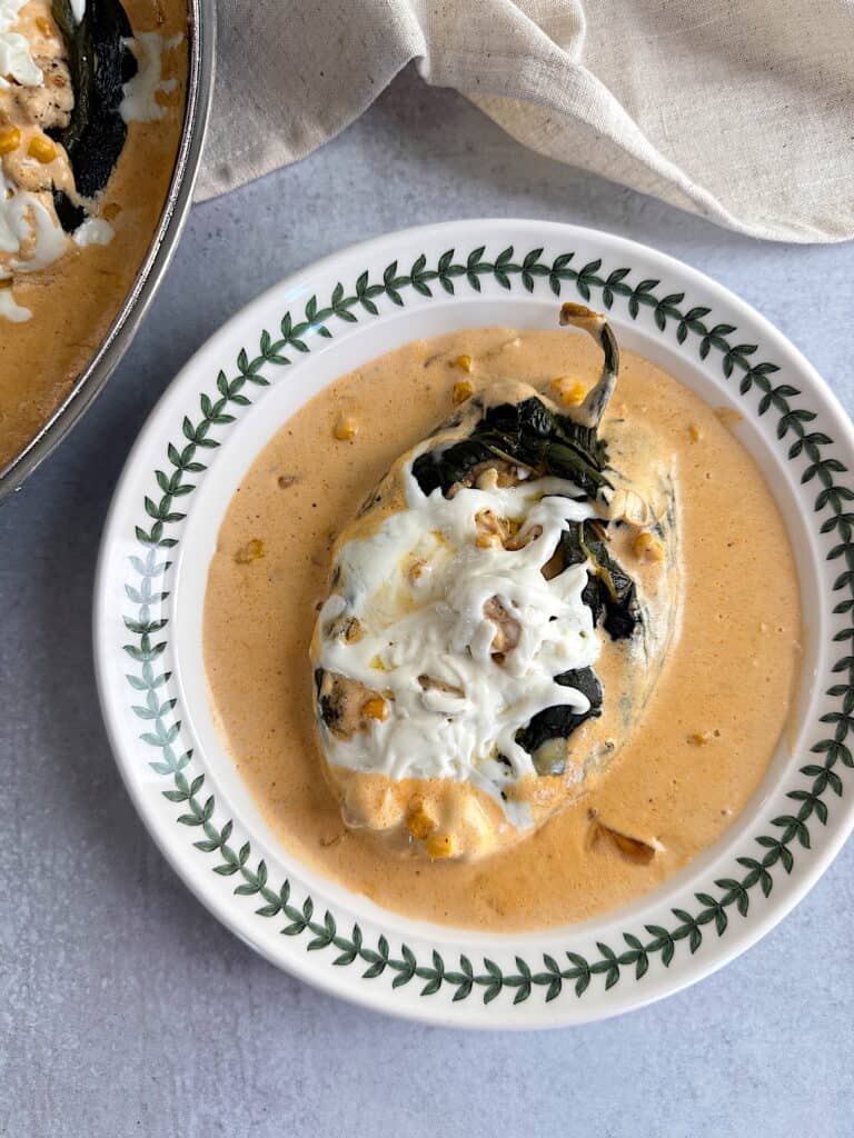 Stuffed Poblano Peppers in Creamy Chipotle Sauce