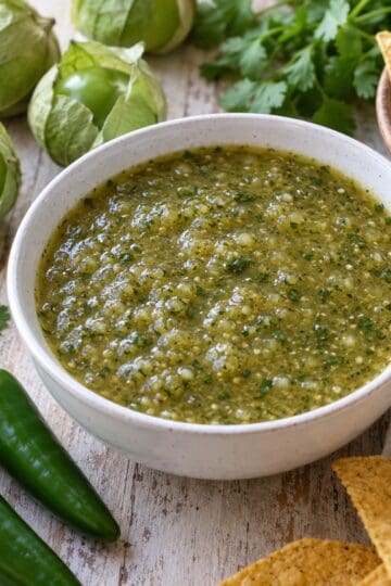 Authentic Mexican salsa verde with tomatillos